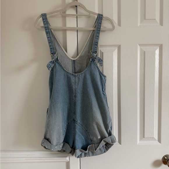 We the Free People High Roller Denim Romper Shortalls Overalls Onesie - Picture 5 of 9